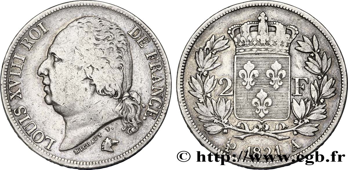 2 francs Louis XVIII 1821 Paris F.257/32 BC25 
