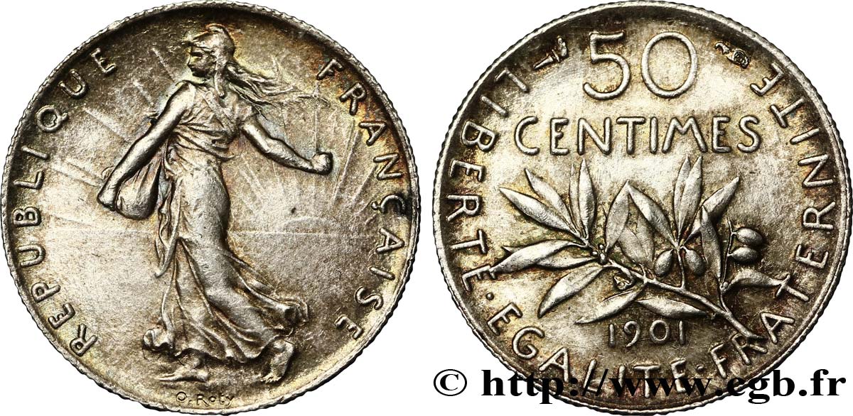 50 centimes Semeuse 1901  F.190/8 MS62 