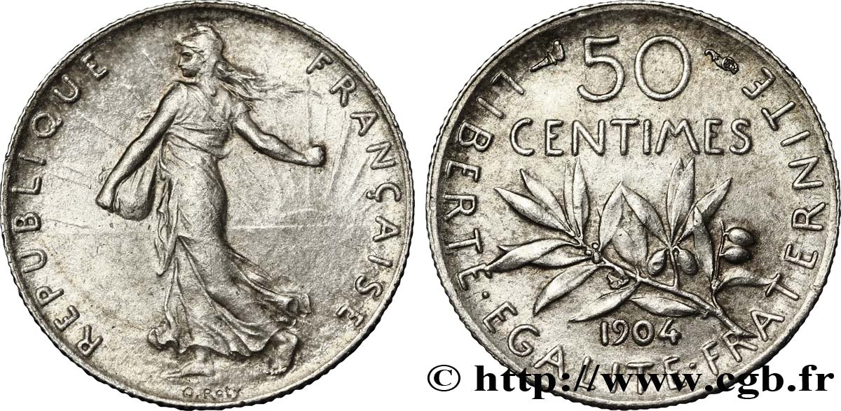 50 centimes Semeuse 1904  F.190/11 SUP60 