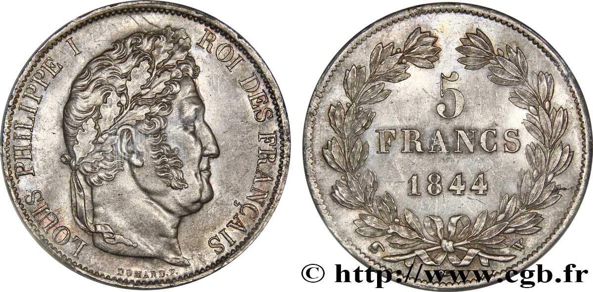 5 francs IIIe type Domard 1844 Lille F.325/5 SUP62 