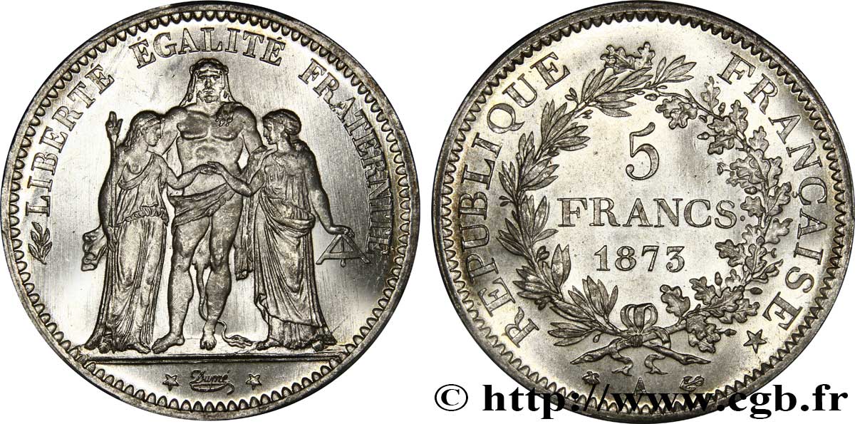 5 francs Hercule 1873 Paris F.334/9 SPL64 