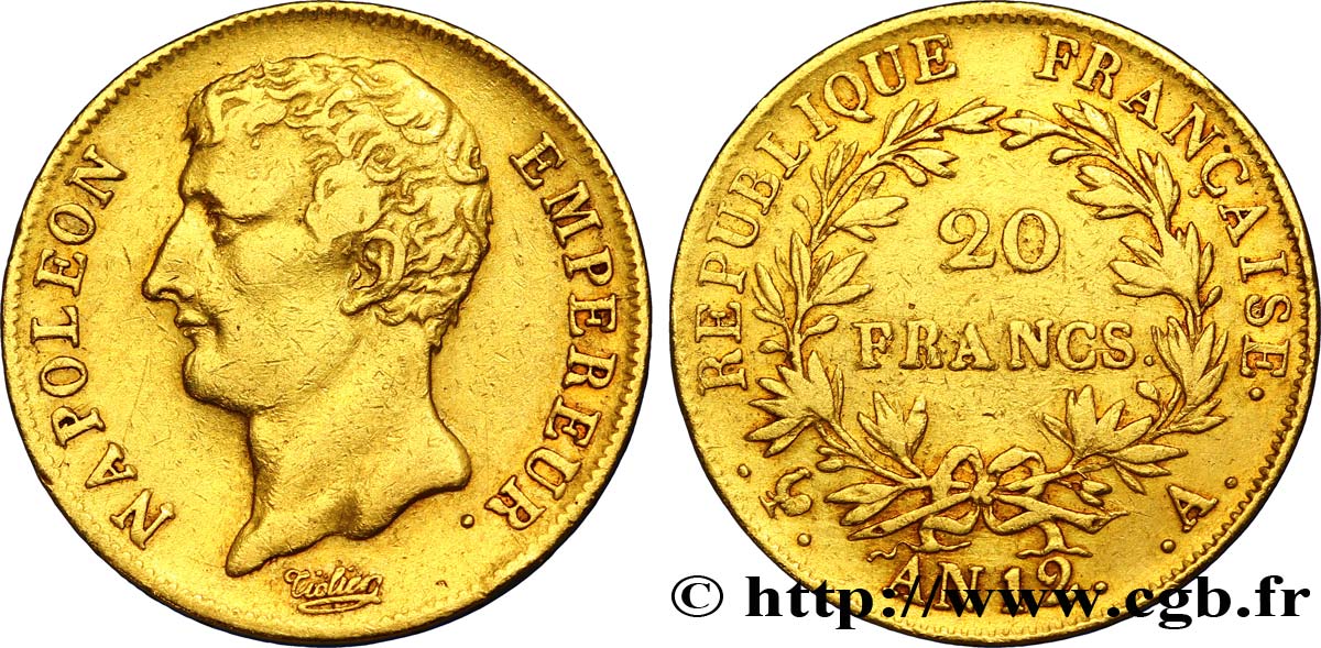 20 francs or Napoléon Empereur, buste intermédiaire 1804 Paris F.511/1 TTB45 
