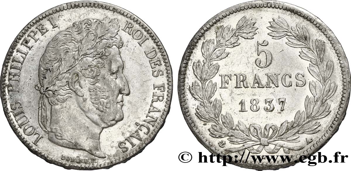 5 francs IIe type Domard 1837 Paris F.324/61 TTB50 