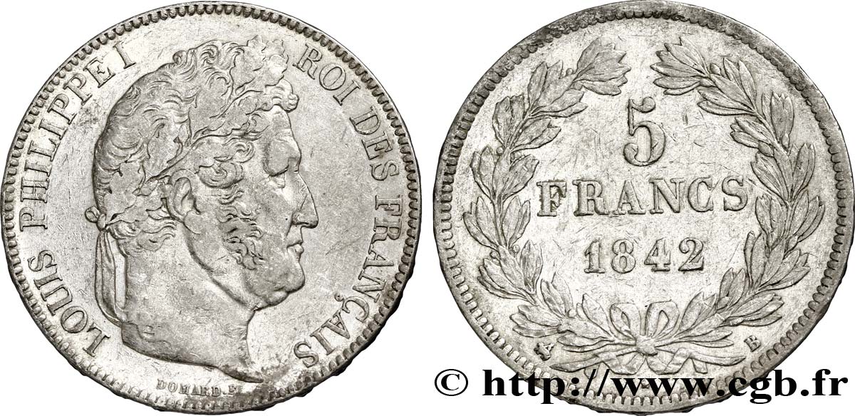 5 francs IIe type Domard 1842 Rouen F.324/96 TTB48 