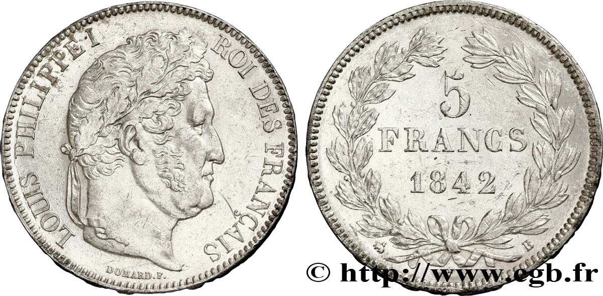 5 francs IIe type Domard 1842 Rouen F.324/96 MBC48 