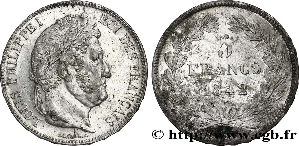 5 francs IIe type Domard 1842 Lille F.324/99 TTB48 