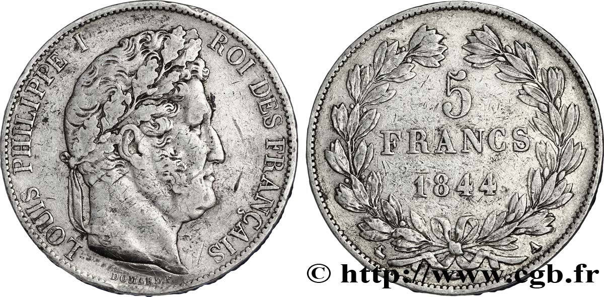 5 francs IIIe type Domard 1844 Paris F.325/1 MBC48 