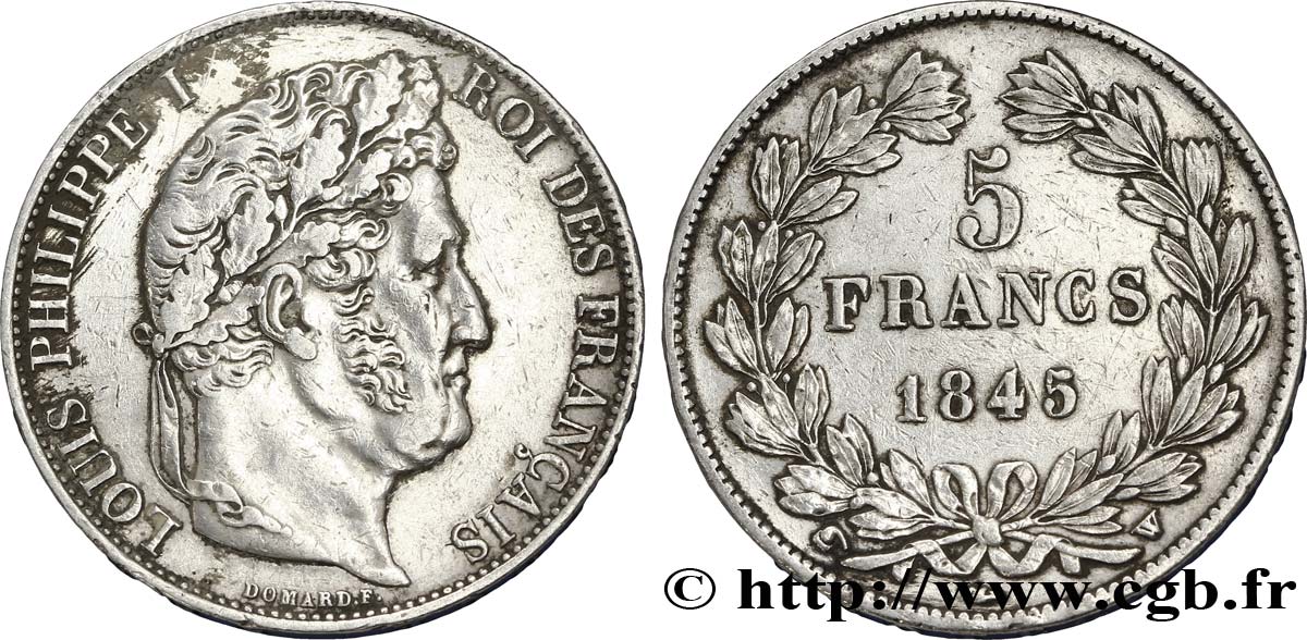 5 francs IIIe type Domard 1845 Lille F.325/9 TTB48 
