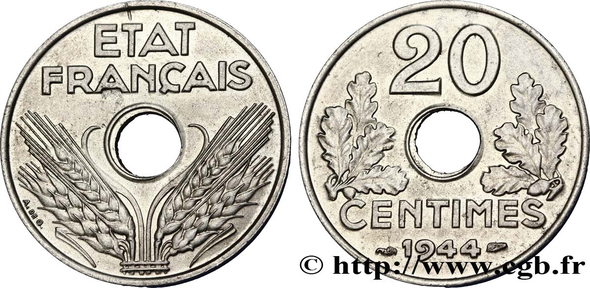 20 centimes fer 1944  F.154/3 EBC55 