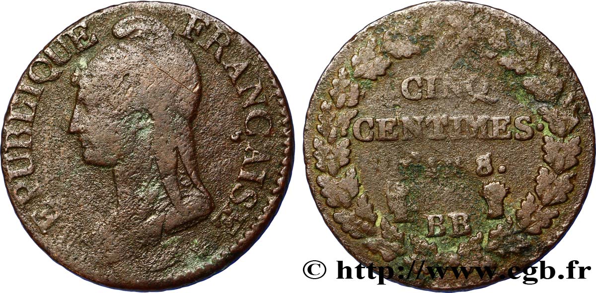 Cinq centimes Dupré, grand module 1800 Strasbourg F.115/118 BC15 