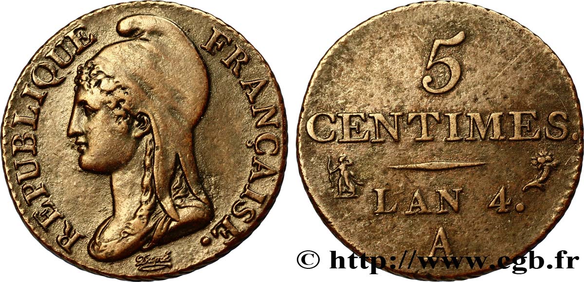 5 centimes Dupré, petit module 1796 Paris F.113/1 TTB45 