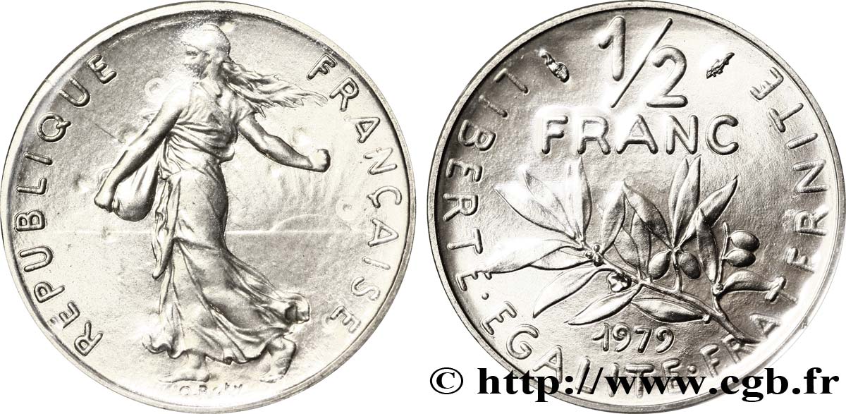 1/2 franc Semeuse 1979 Pessac F.198/18 MS70 