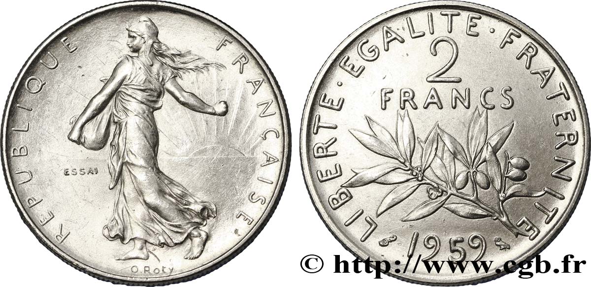 Essai de 2 francs Semeuse en nickel 1959 Paris G.540  SPL64 