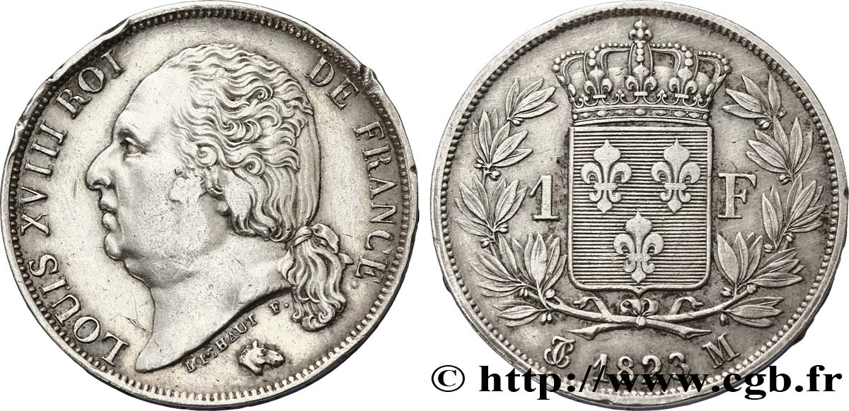 1 franc Louis XVIII 1823 Toulouse F.206/52 TTB45 