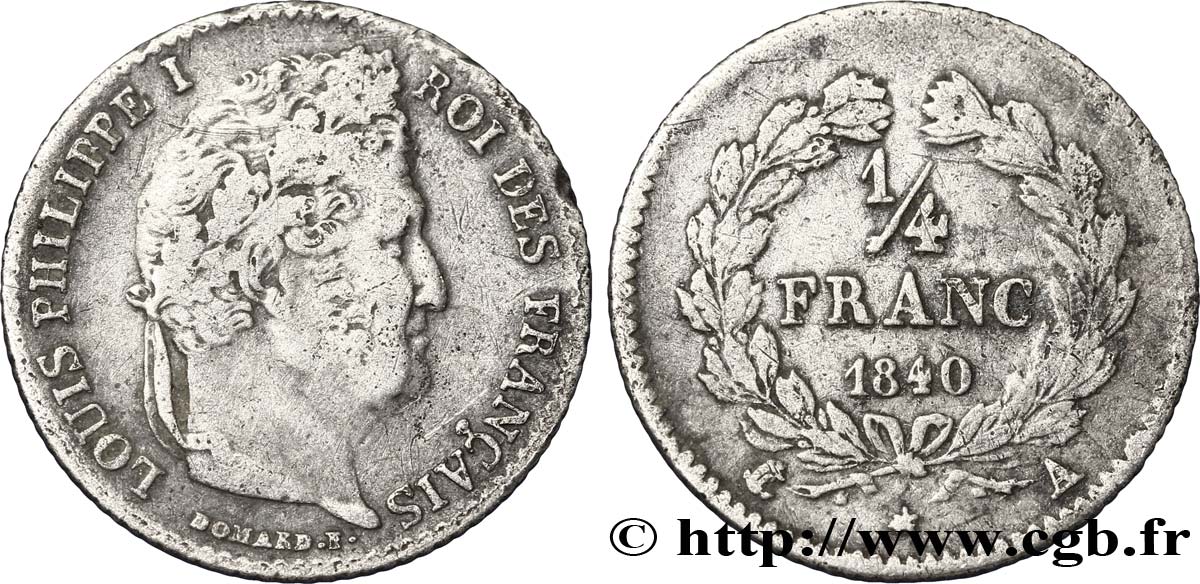 1/4 franc Louis-Philippe 1840 Paris F.166/80 MB30 