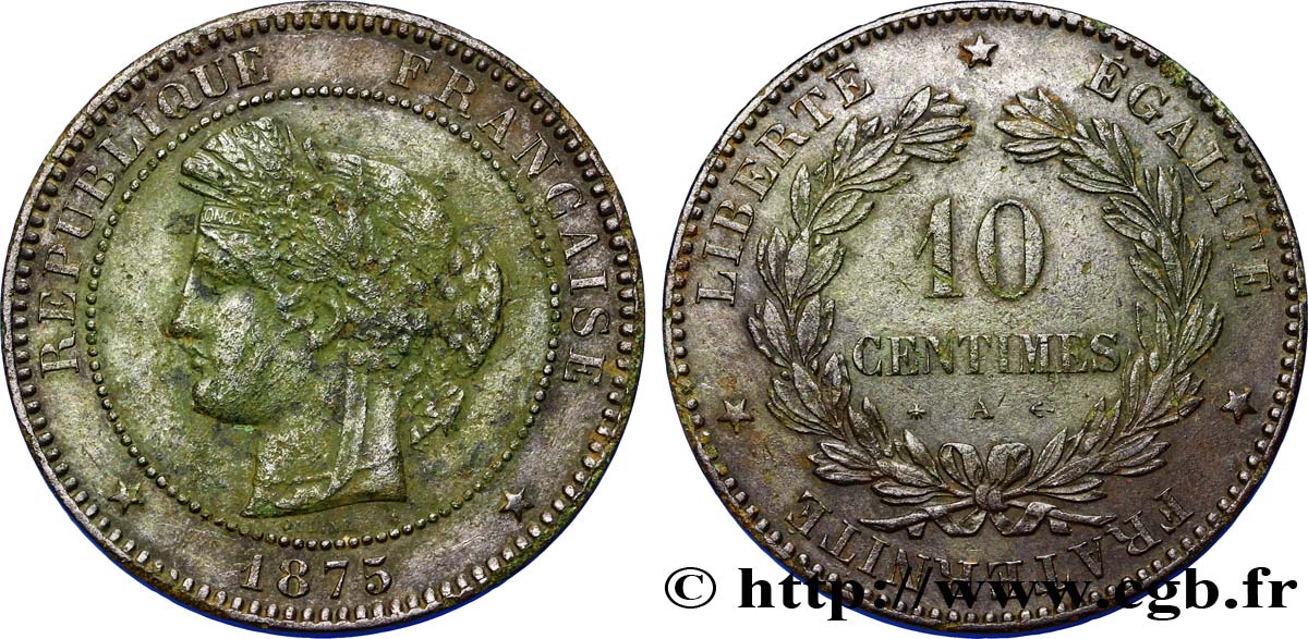 10 centimes Cérès 1875 Paris F.135/14 MB 