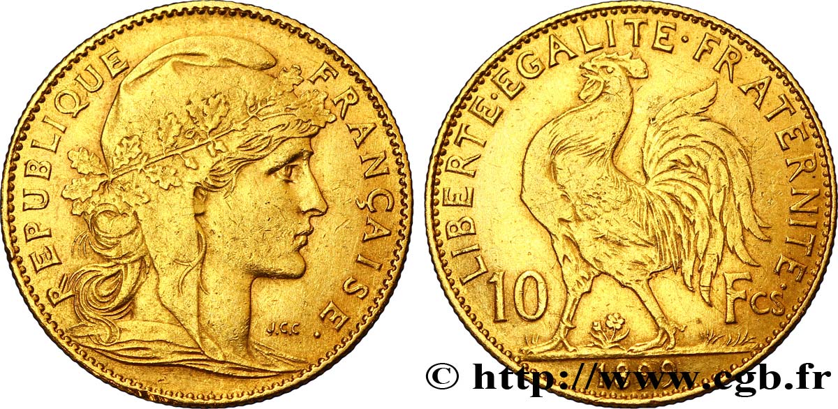 10 francs or Coq 1899 Paris F.509/1 MBC50 