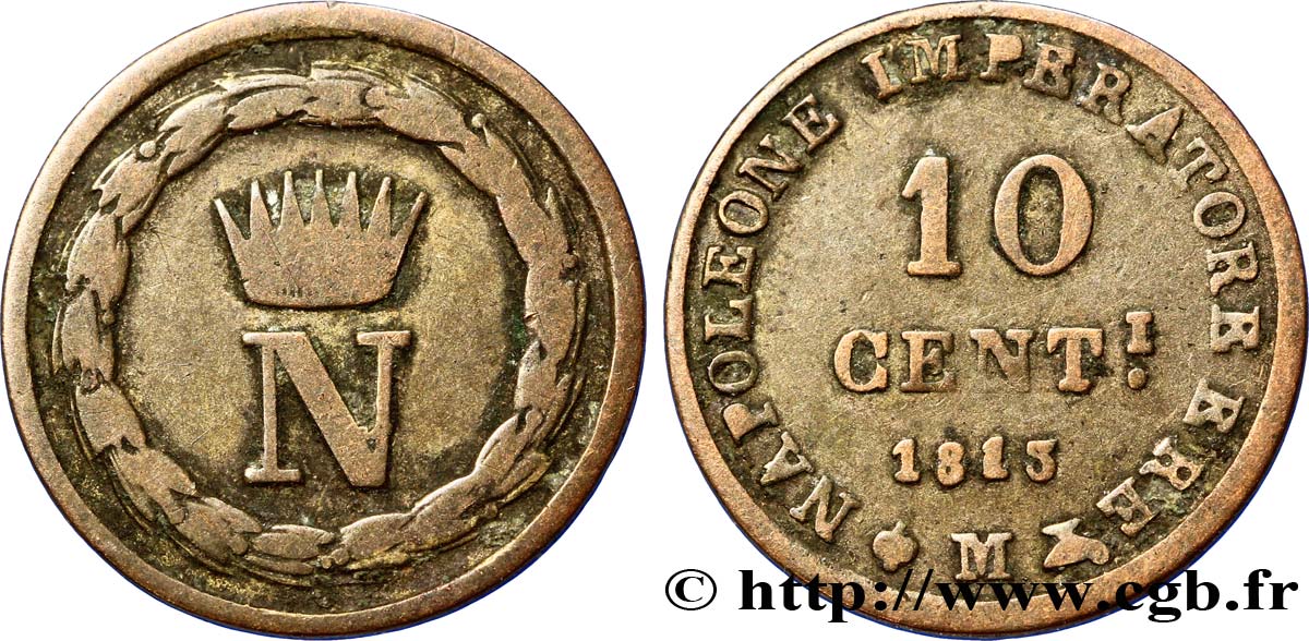 10 centesimi 1813 Milan M.293  MB20 