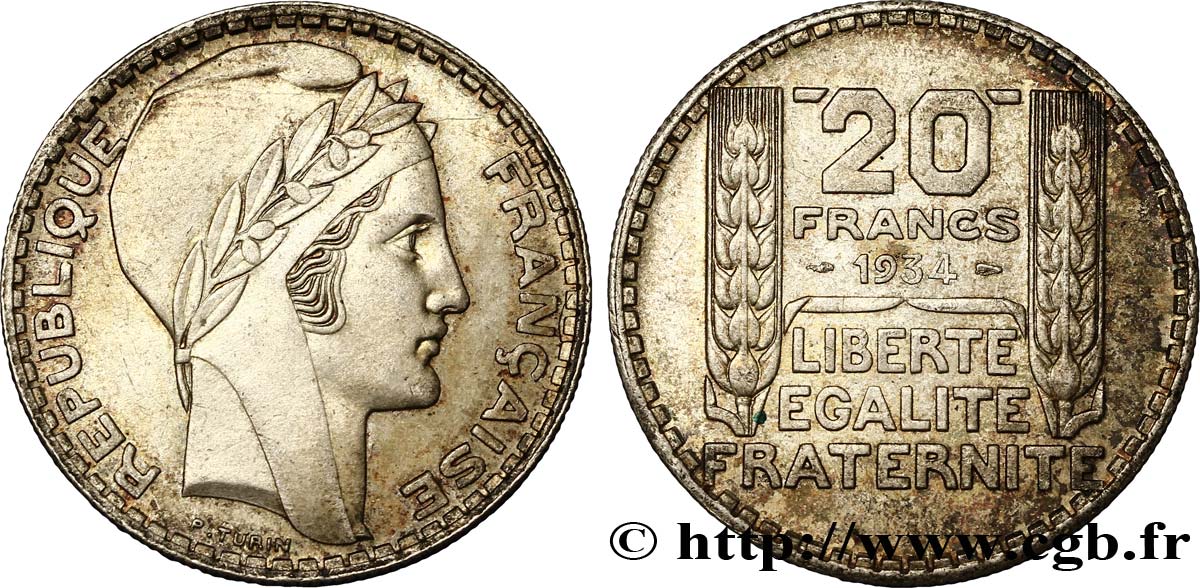 20 francs Turin 1934  F.400/6 SUP58 