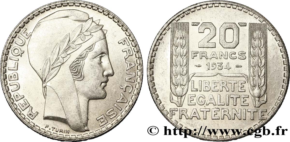 20 francs Turin 1934  F.400/6 SUP60 