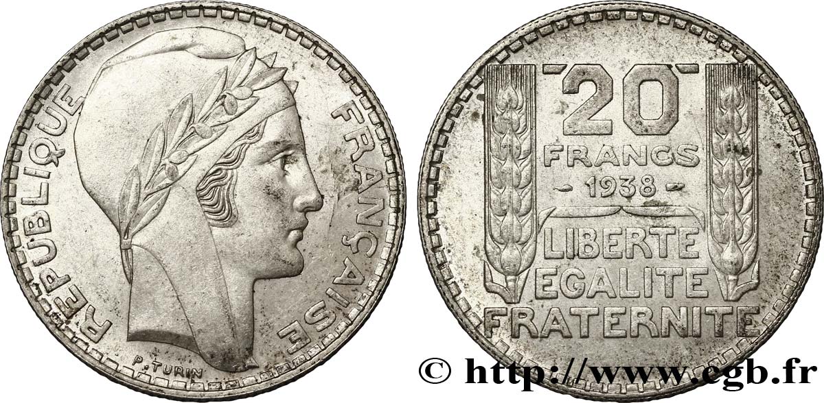 20 francs Turin 1938  F.400/9 SUP55 