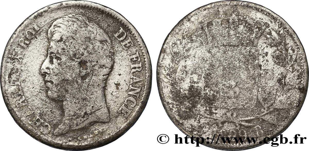 Faux de 5 francs Charles X, 2e type 1829 Rouen F.311/28 B12 