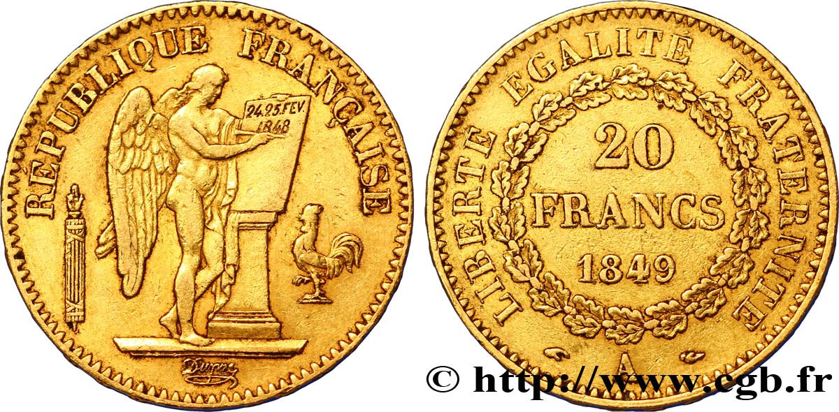 20 francs or Génie, IIe République 1849 Paris F.528/2 TTB45 