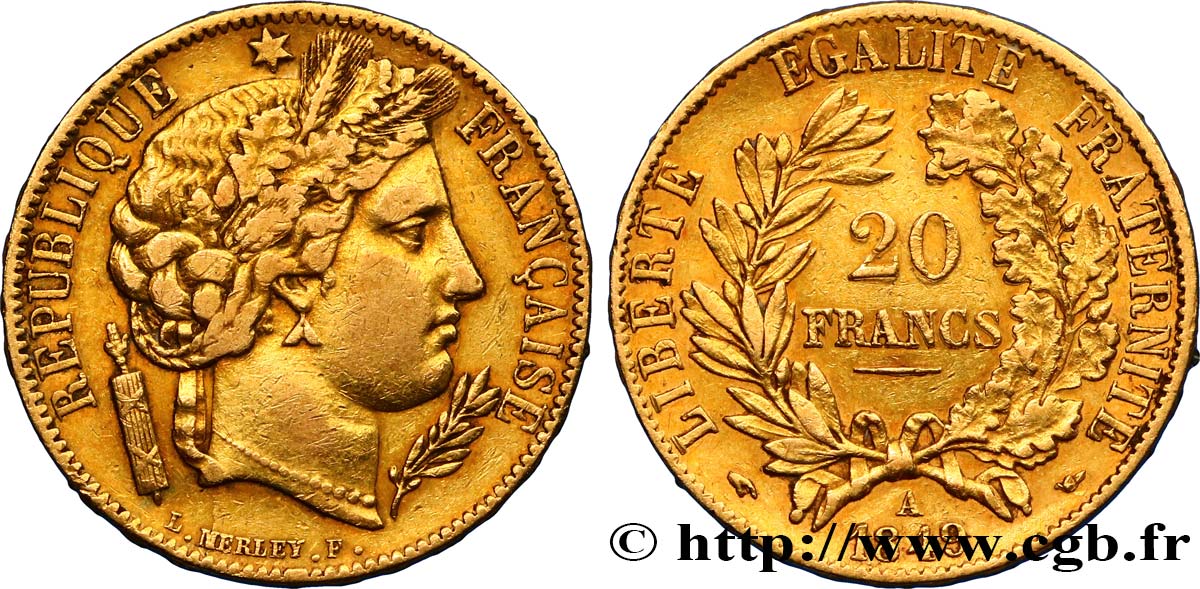 20 francs or Cérès 1849 Paris F.529/1 XF48 