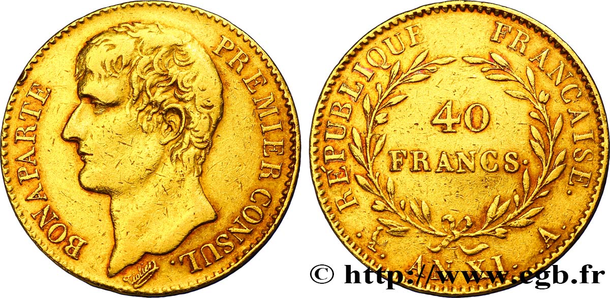 40 francs or Bonaparte Premier Consul 1803 Paris F.536/2 SS42 