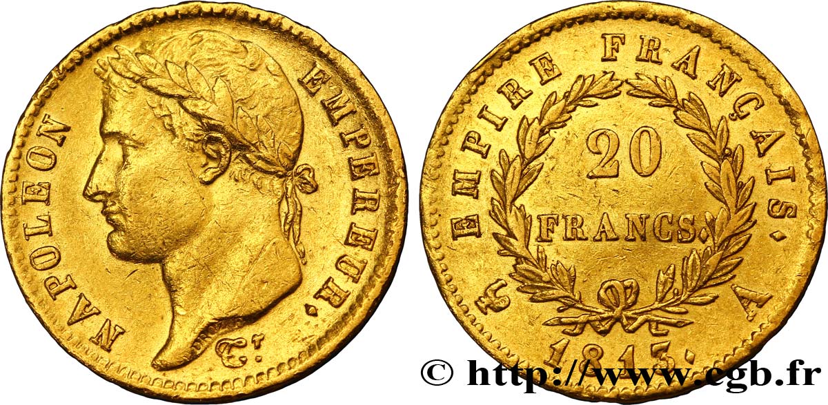20 francs or Napoléon tête laurée, Empire français 1813 Paris F.516/30 TTB50 