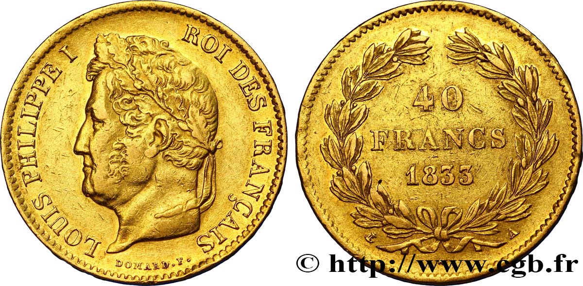 40 francs or Louis-Philippe 1833 Paris F.546/5 TTB48 