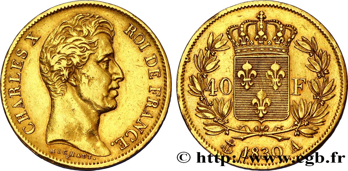 40 francs or Charles X, 2e type 1830 Paris F.544/5 SS48 