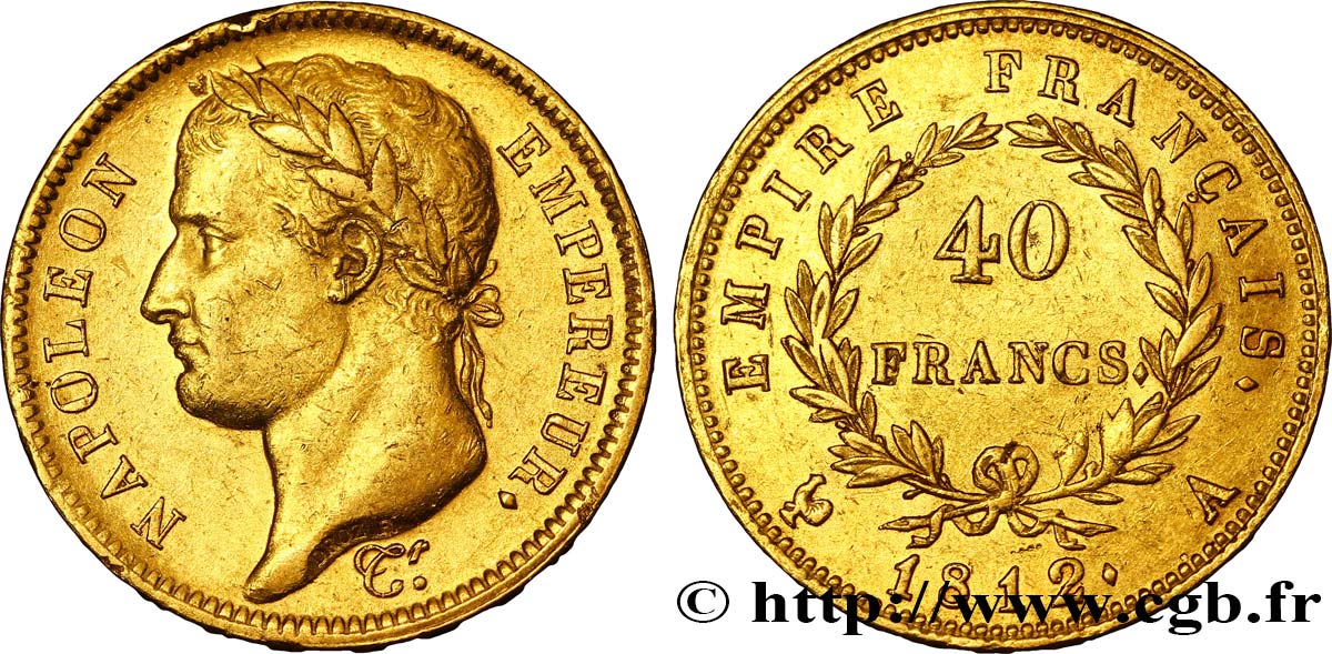 40 francs or Napoléon tête laurée, Empire français 1812 Paris F.541/9 TTB48 