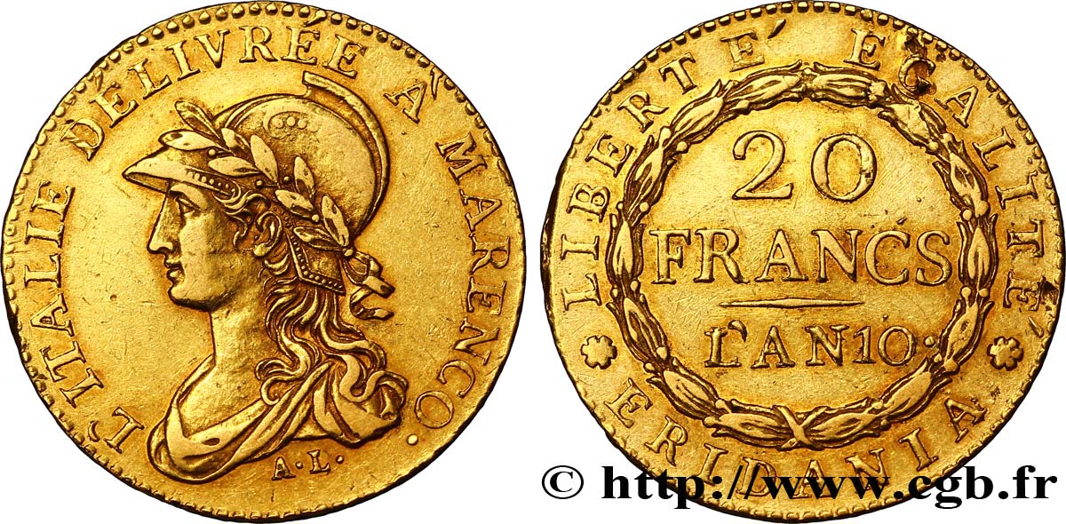 20 francs or Marengo 1802 Turin VG.842  XF48 