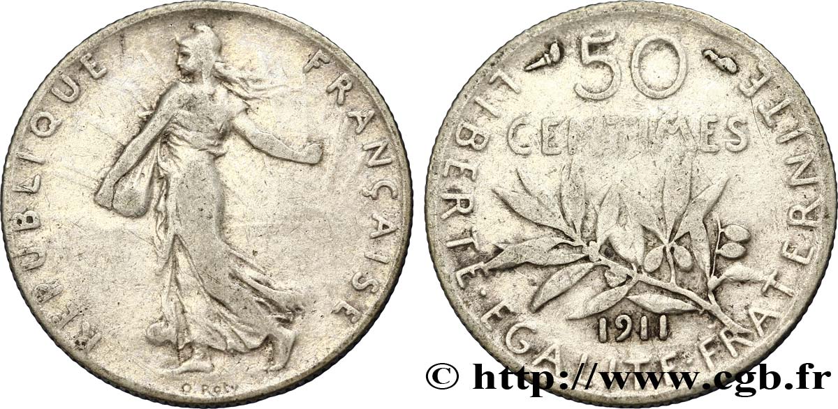 50 centimes Semeuse 1911 Paris F.190/18 BC20 