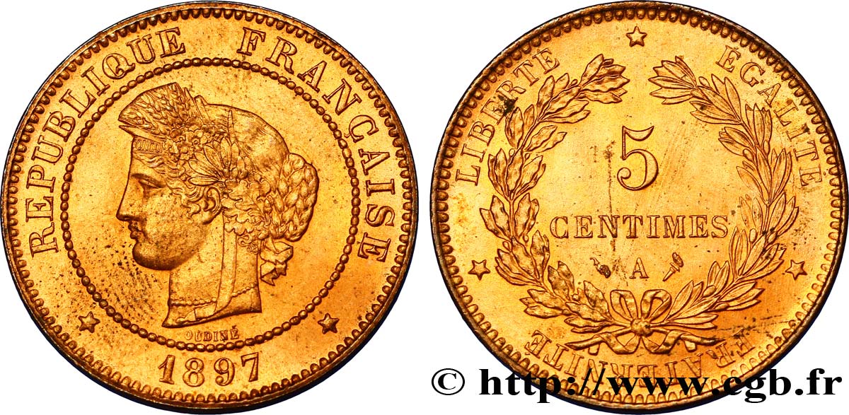 5 centimes Cérès 1897 Paris F.118/39 EBC60 