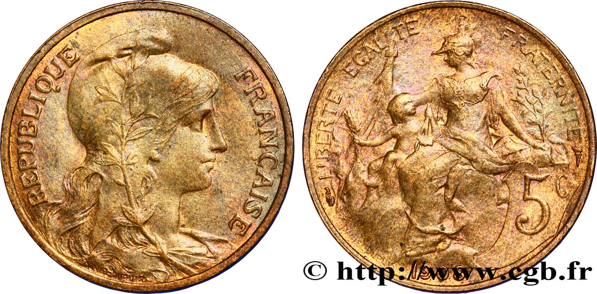 5 centimes Daniel-Dupuis 1908  F.119/19 VZ58 