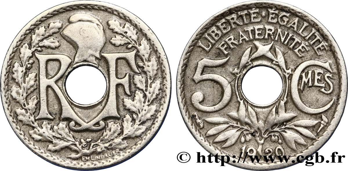 5 centimes Lindauer, petit module 1920 Paris F.122/2 MBC48 