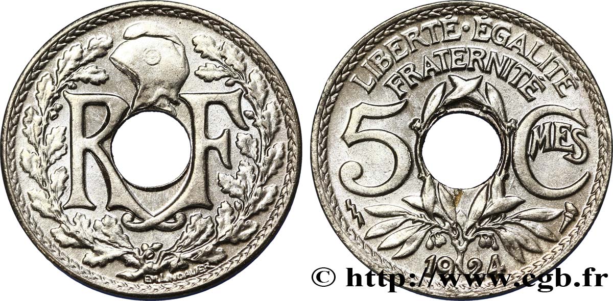 5 centimes Lindauer, petit module 1924 Poissy F.122/9 FDC65 