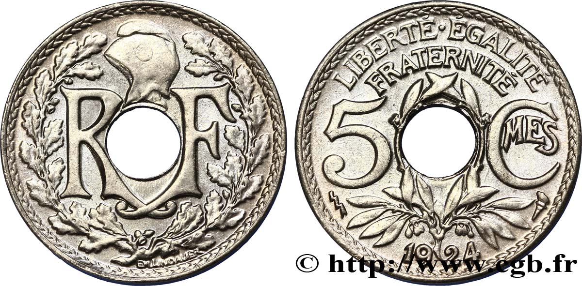 5 centimes Lindauer, petit module 1924 Poissy F.122/9 MS65 
