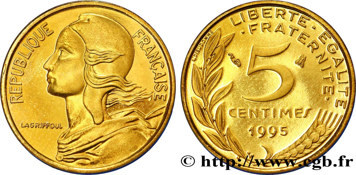 5 centimes Marianne, BE (Belle Épreuve), 4 plis 1995 Pessac F.125 37 var. FDC65 