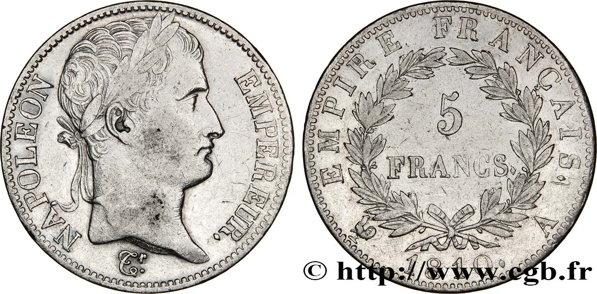 5 francs Napoléon Empereur, Empire français 1810 Paris F.307/14 SS48 