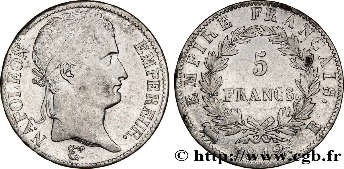 5 francs Napoléon Empereur, Empire français 1812 Rouen F.307/42 TTB40 