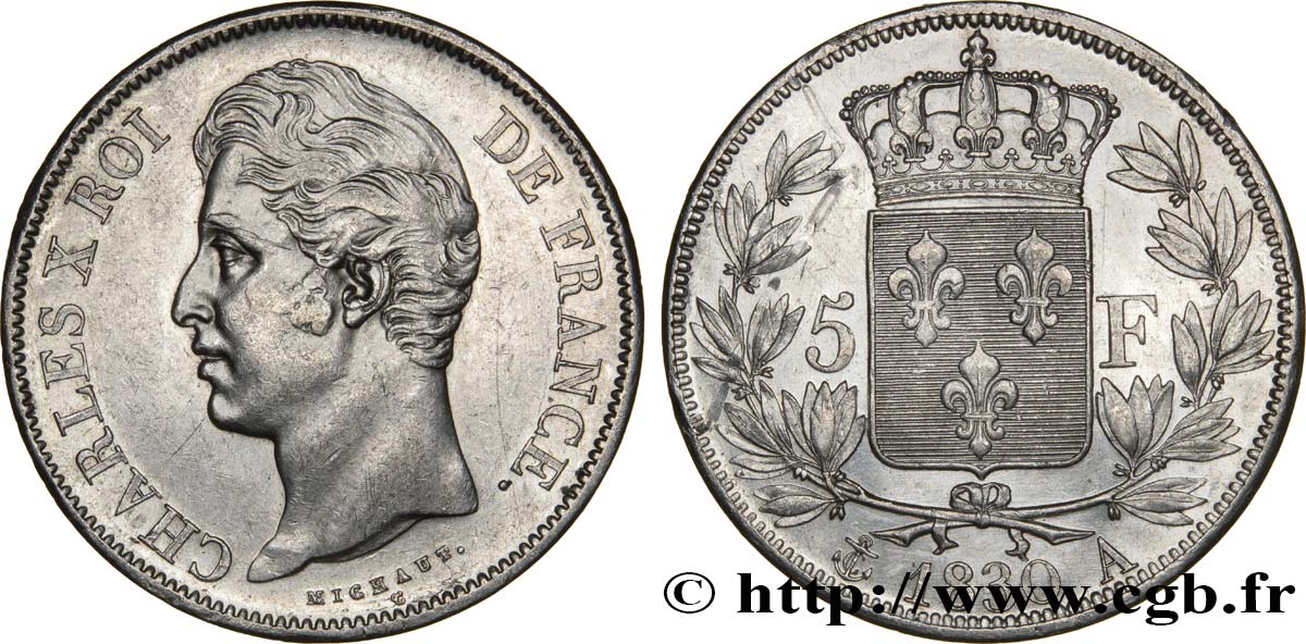 5 francs Charles X, 2e type 1830 Paris F.311/40 TTB45 