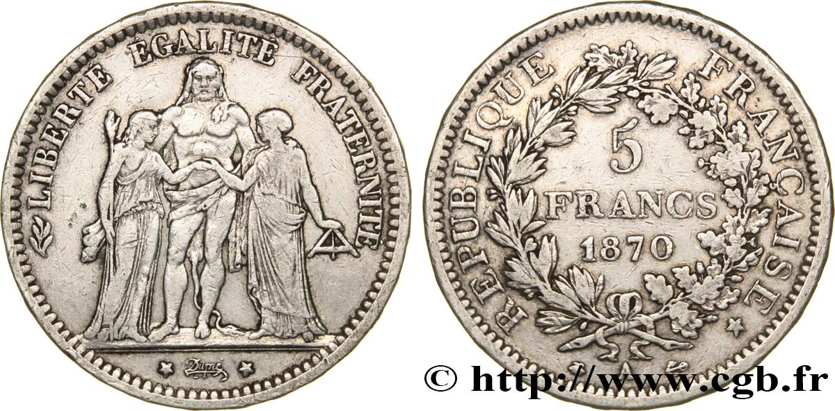 5 francs Hercule 1870 Paris F.334/1 TTB45 