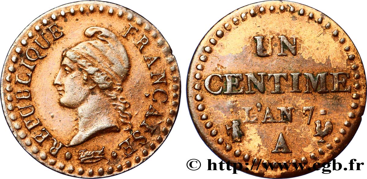Un centime Dupré, grand 7 1799 Paris F.100/16 SS48 