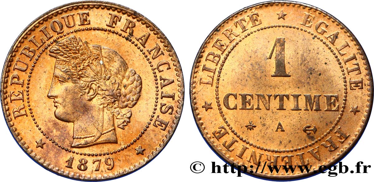 1 centime Cérès, ancre barrée 1879 Paris F.104/9 SPL63 