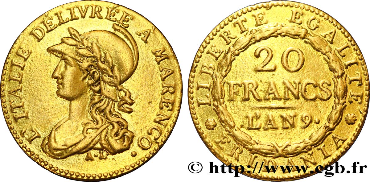 20 francs Marengo 1801 Turin VG.842  TB 