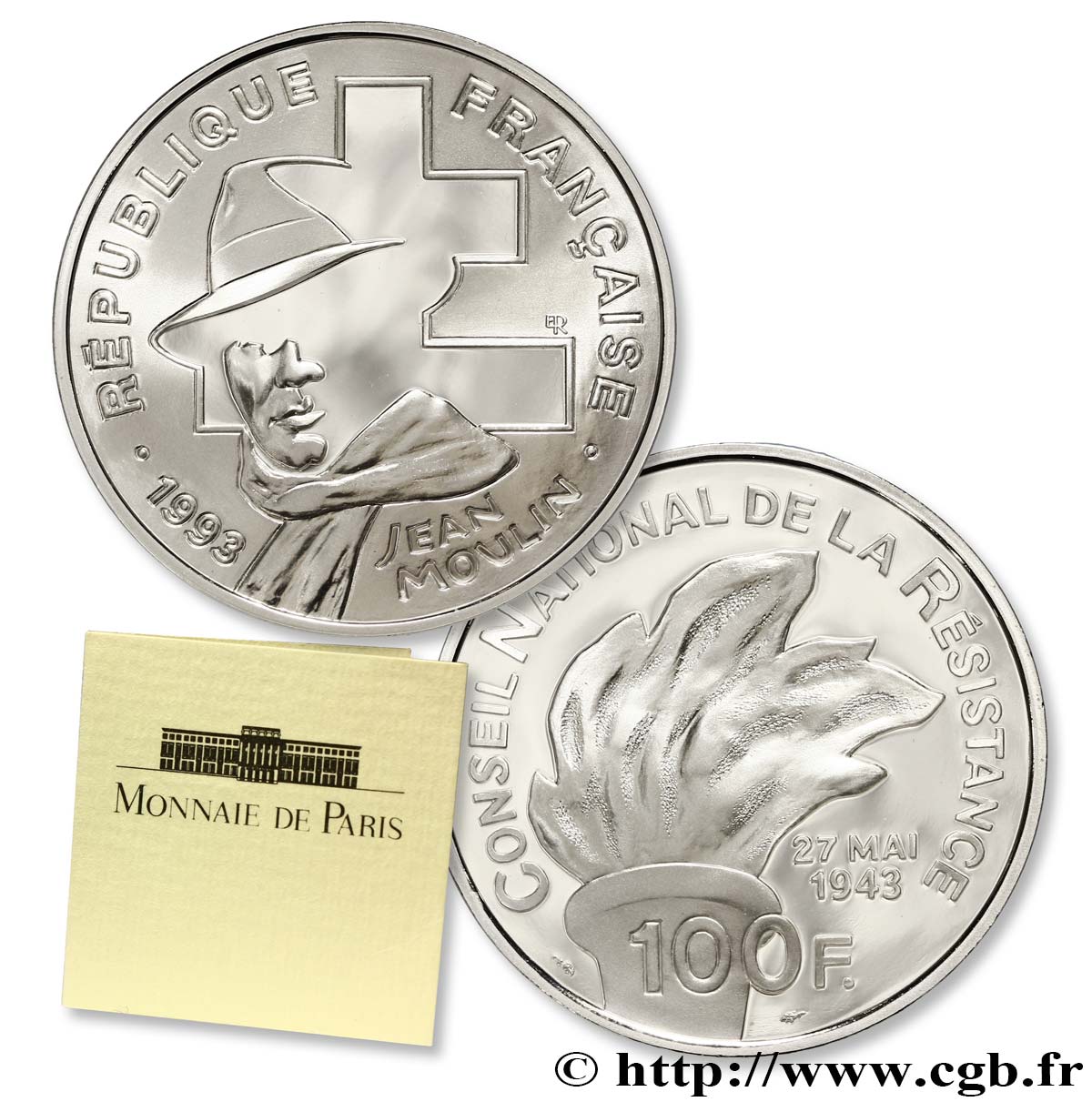 Belle Épreuve 100 francs - Jean Moulin 1993 Paris F./ FDC70 