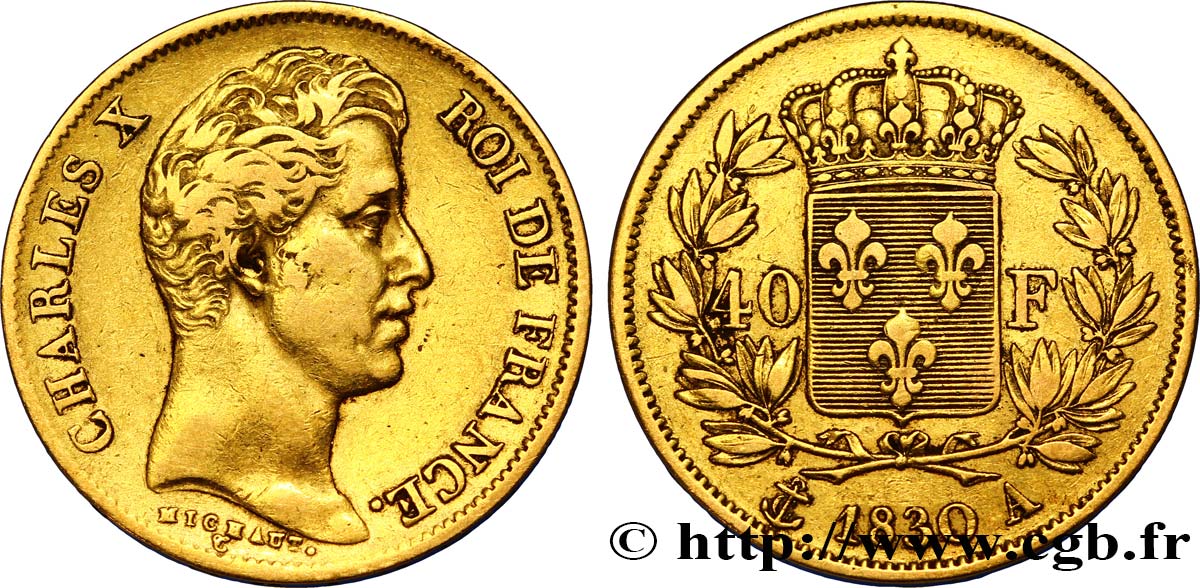 40 francs or Charles X, 2e type 1830 Paris F.544/5 TB35 